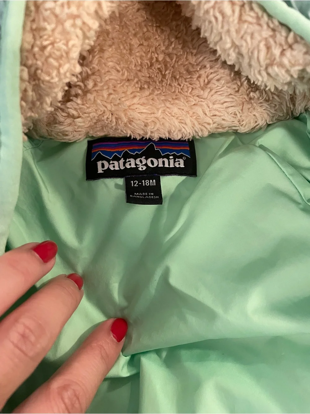 Patagonia hi-loft Light Blue Infant Insulated One-Piece Bunting